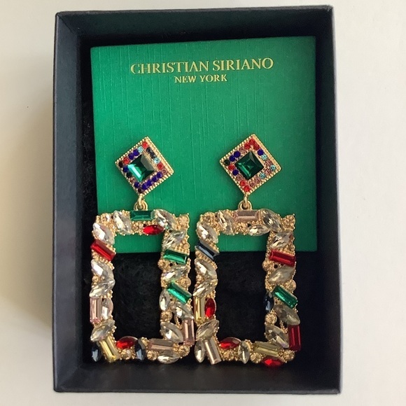 Christian Siriano Crystal Statement Drop Earrings New - Picture 2 of 2